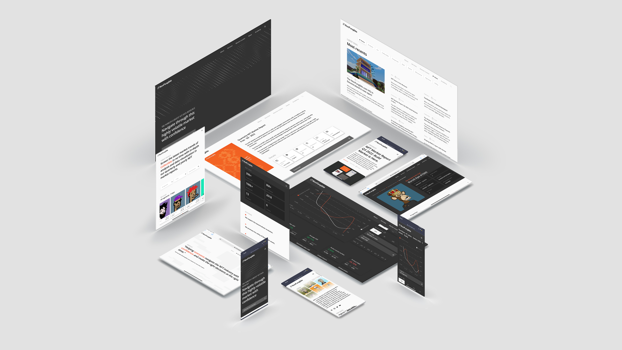 NonFungible website redesign across different devices